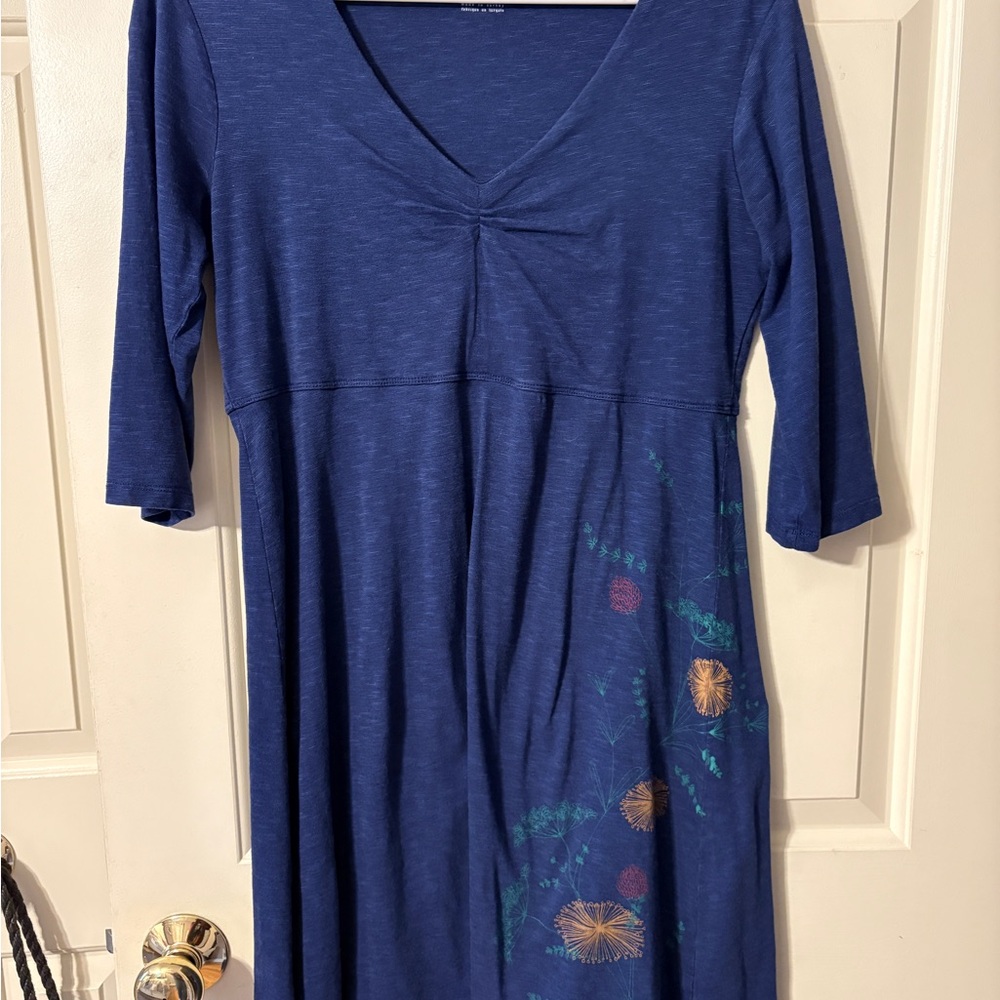 Horny toad casual 3/4 sleeve Blue Floral Dress size M